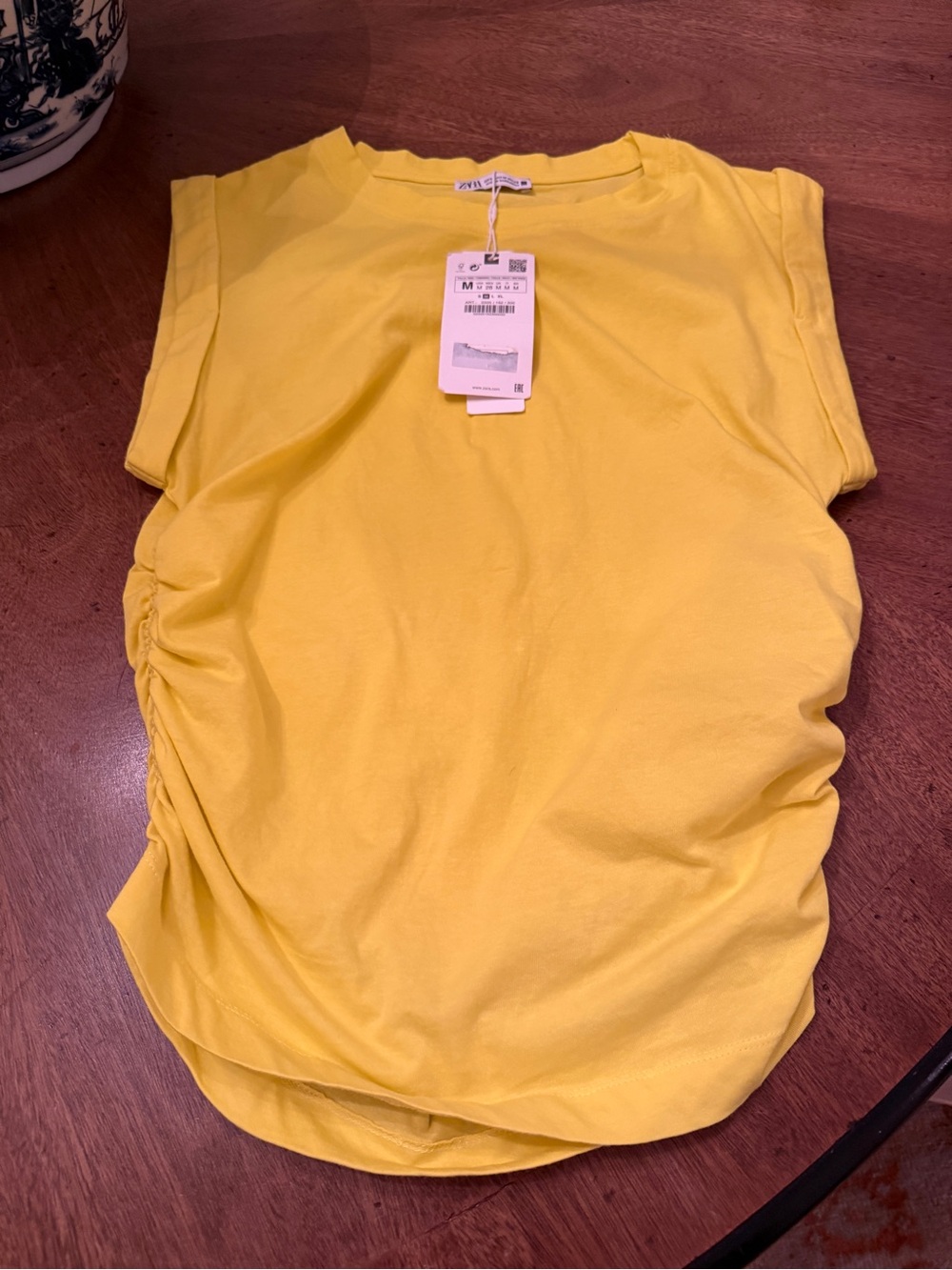 Zara Side Gathered Tank. Size Medium. Bright yellow. NWT.